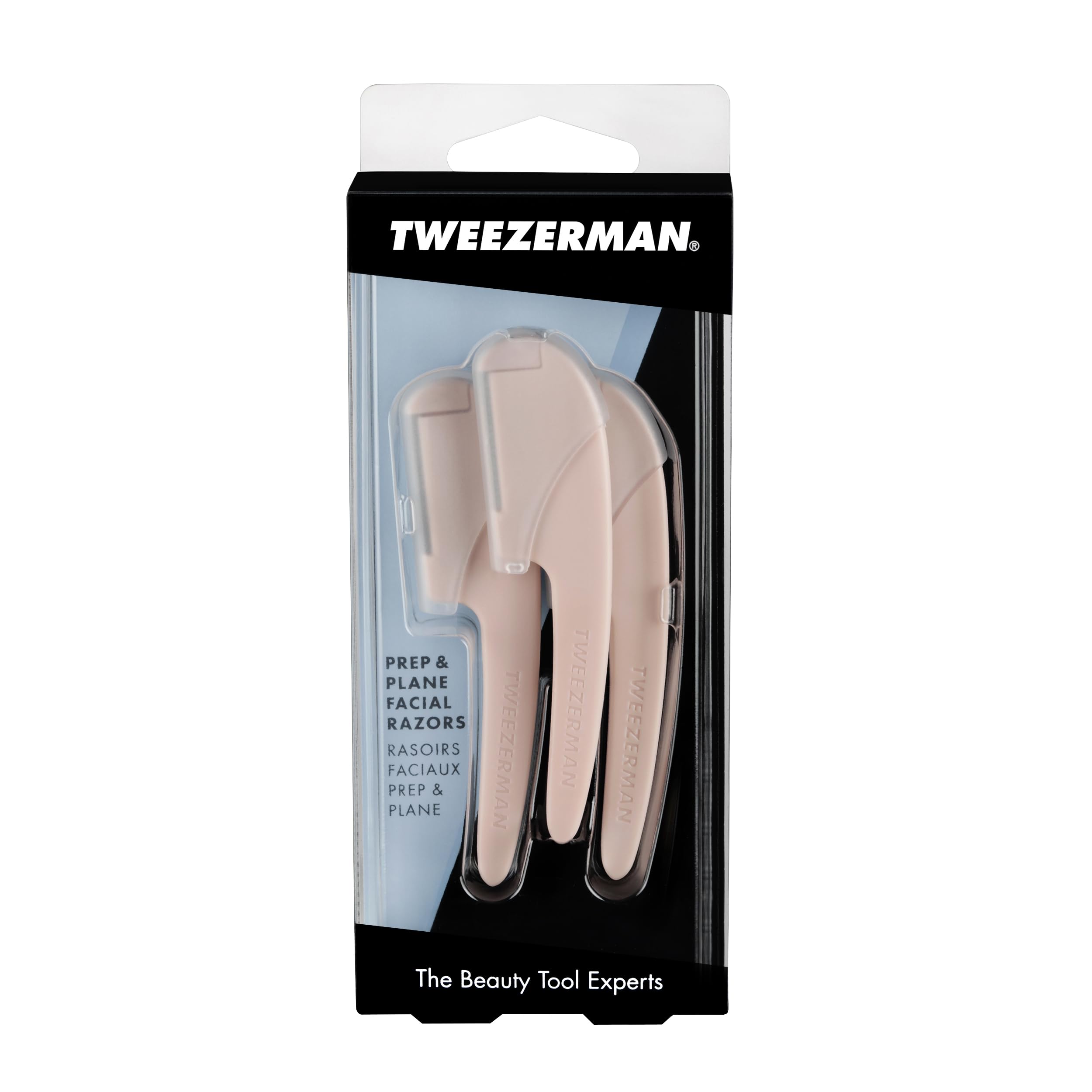 Tweezerman 1026-R Prep and Plane Facial Razors for Hair Removal and Exfoliation