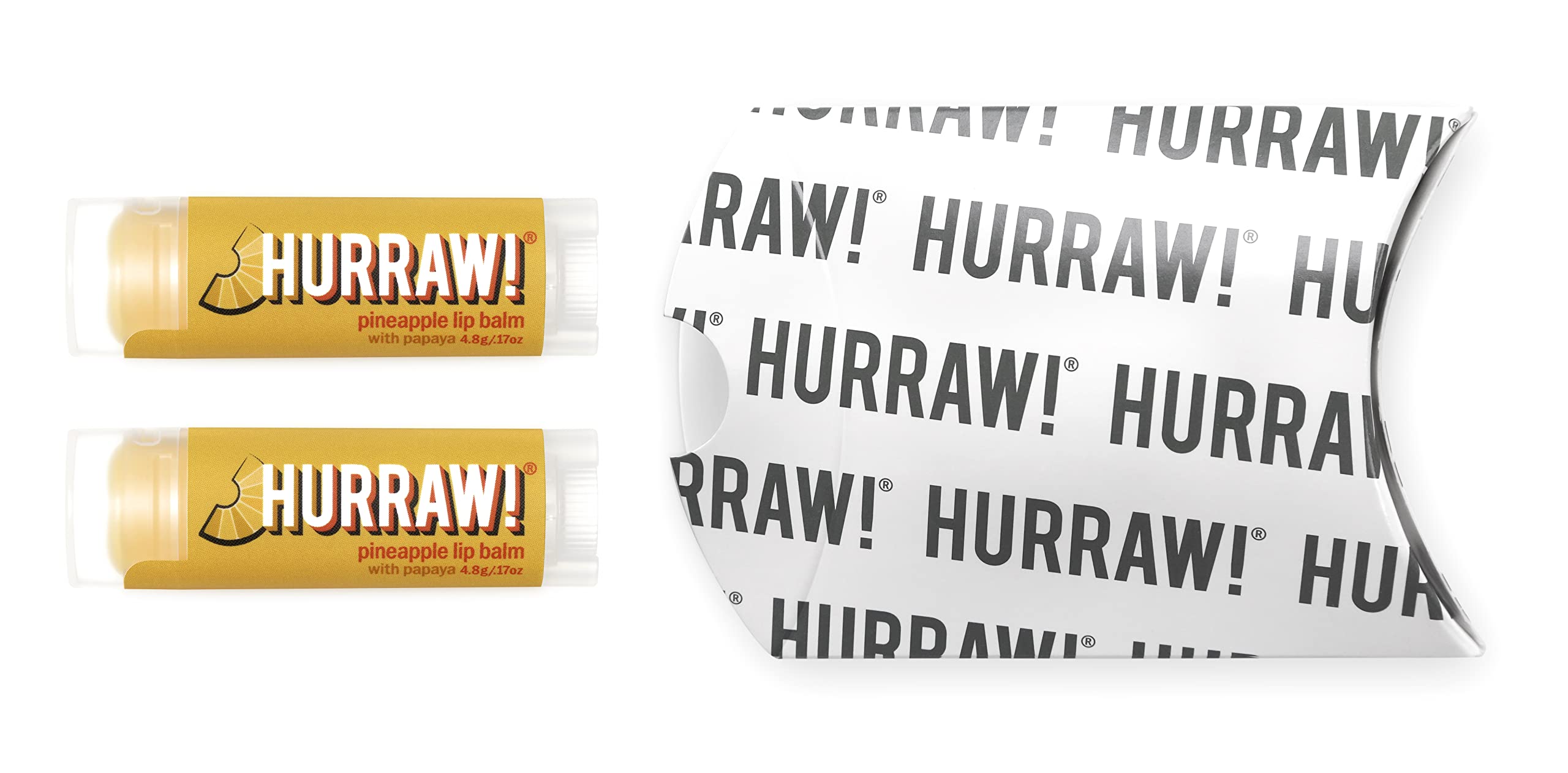 Hurraw! Pineapple Lip Balm, 2 Pack: Organic, Certified Vegan, Cruelty and Gluten Free. Non-GMO, 100% Natural Ingredients. Bee, Shea, Soy and Palm Free. Made in USA