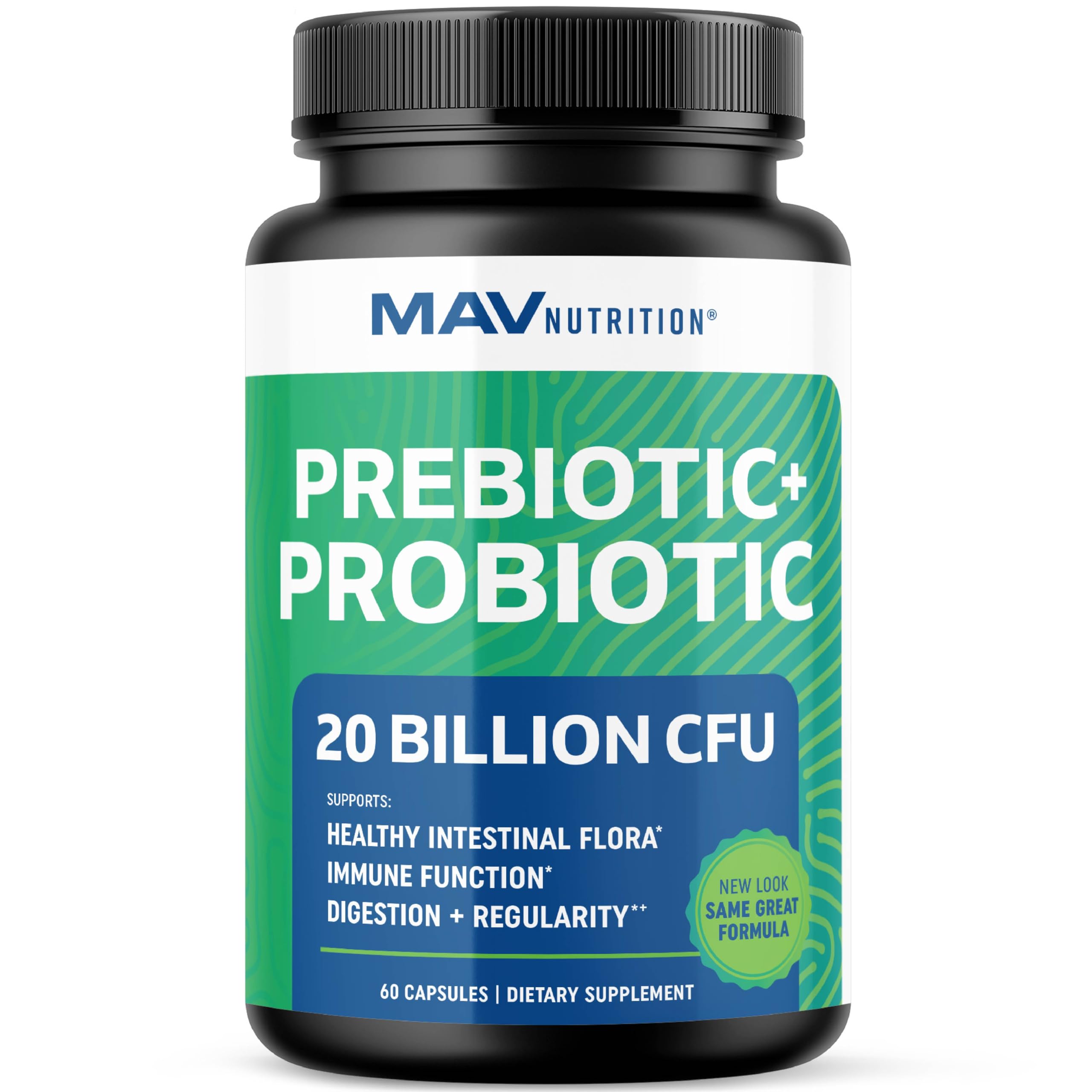 Prebiotics and Probiotics for Women & Men | Pre and Probiotics for Gut Health & Bloating Relief | Synbiotic with 20 Billion CFU Lactobacillus & Bifidobacterium | Shelf-Stable | Vegetarian | 60 Ct.