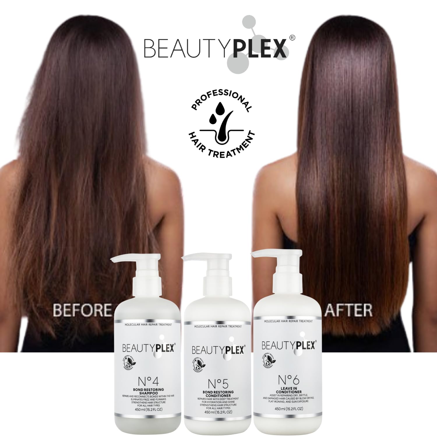 Beautyplex No 5 Bond Restoring Conditioner | Molecular Hair Repair Treatment | Strengthens, Nourishes, Moisturizes & Repairs Hair Structure. Shining, Softness, Anti-Frizz. 450ml. (15.2 oz)