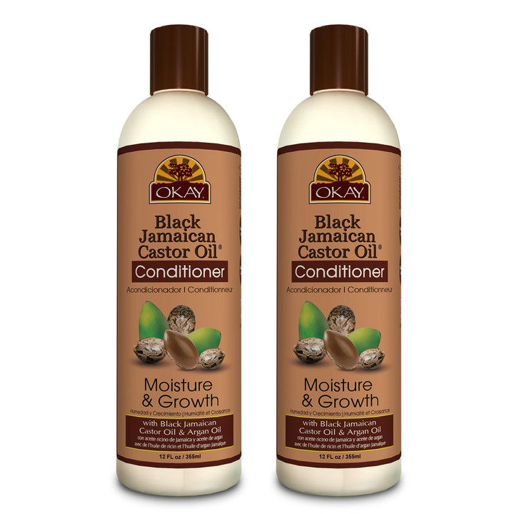 Okay Black Jamaican Castor Oil Conditioner - Jamaican Black Castor Oil Conditioner for Women and Men with Argan Oil and Shea Butter for Damaged Hair, Promotes Thicker, Fuller Hair - 12 Fl Oz (2 Pack)