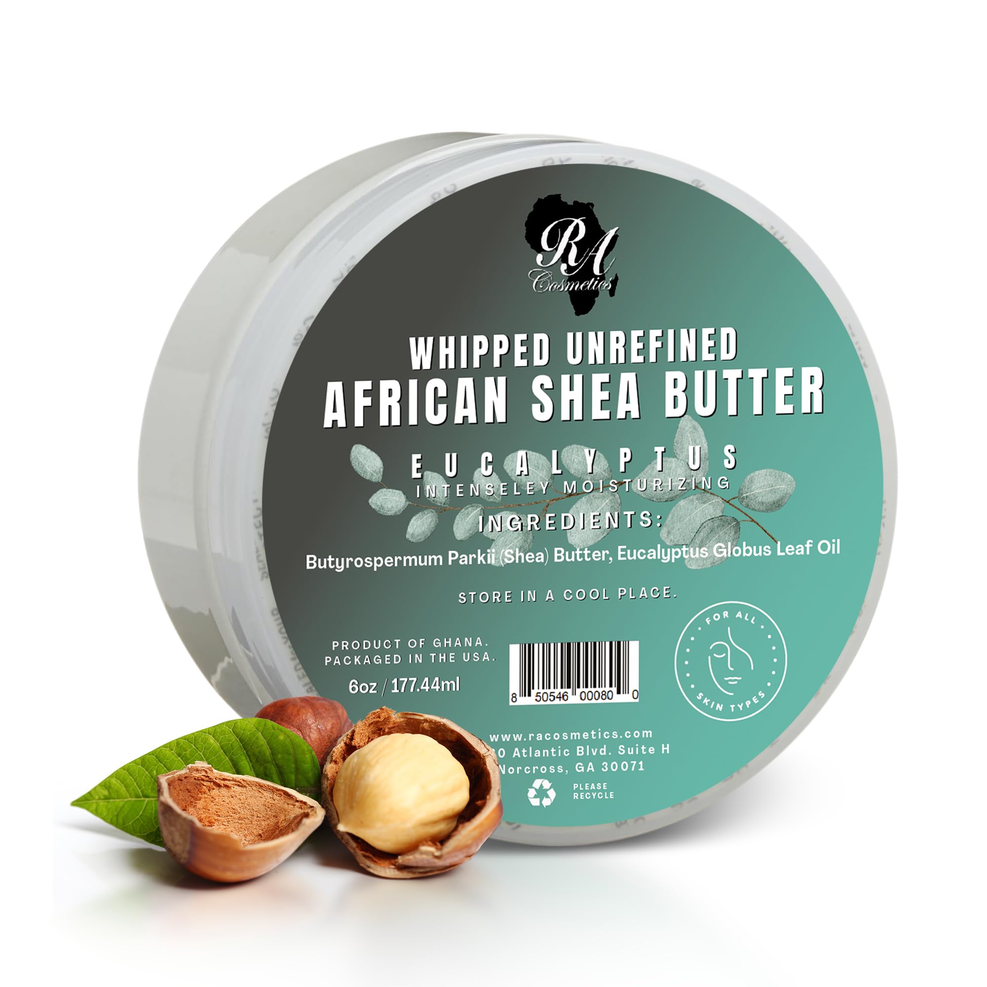 RA COSMETICS - 100% Natural Whipped Moisturizing African Shea Butter 6 oz Unscented Ultimate Skin Moisturizer