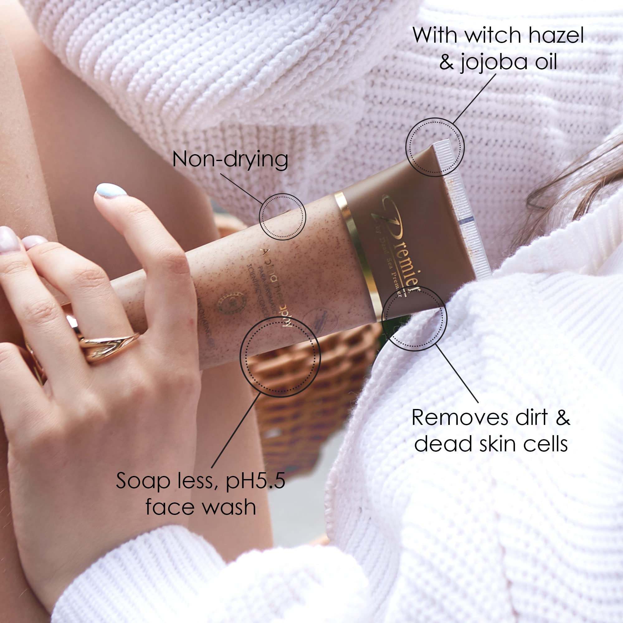 Premier Dead Sea Para-Pharmaceutical Facial Exfoliating Cleanser -Enriched with essential oils & Dead Sea minerals