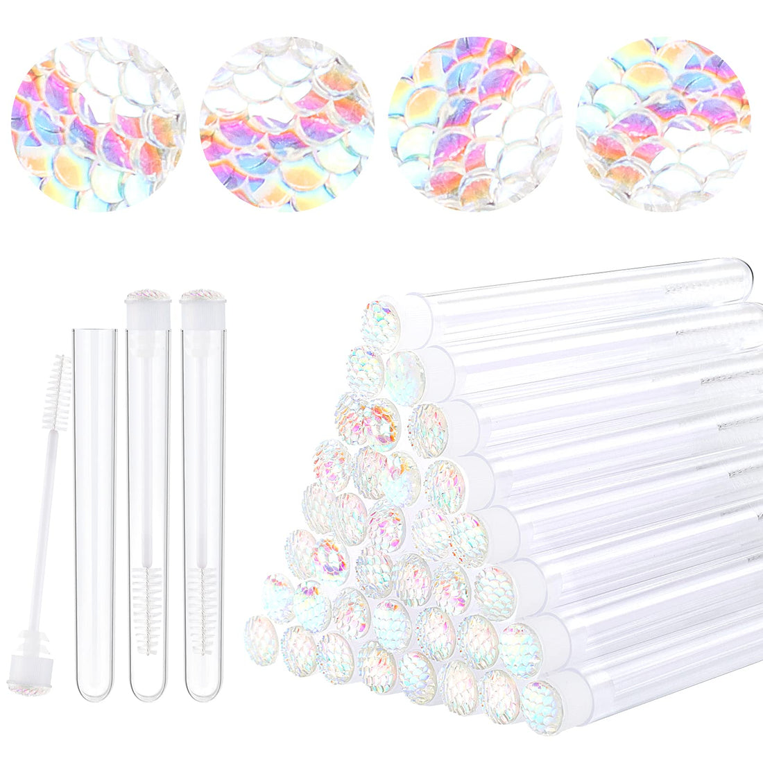 Dming 50pcs Lash brush Mascara wands and tubes Spoolies for eyelash extensions Mascara wand tubes scale white