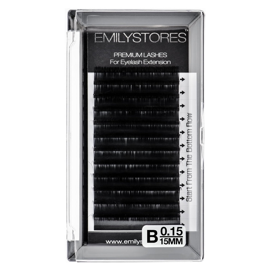 EMILYSTORES Eyelash Extensions 0.15mm Thickness B Curl Length 15mm Silk Mink Fake Eye Lashes In One Tray Single Size by EMILYSTORES