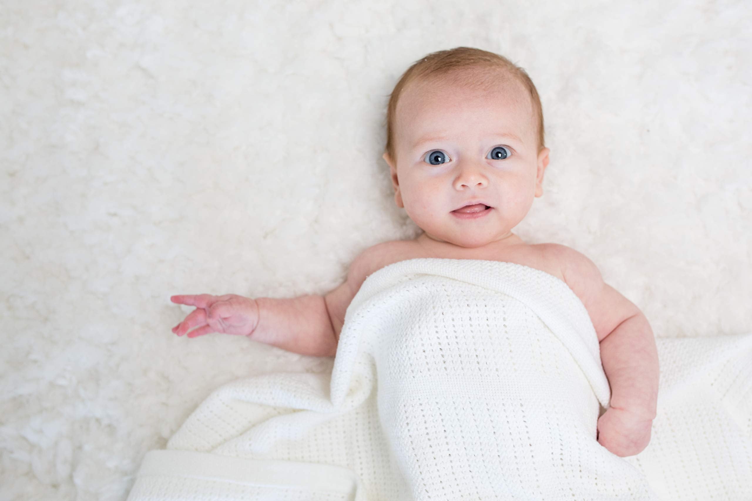 lulujo Baby Cellular Baby Blanket, White