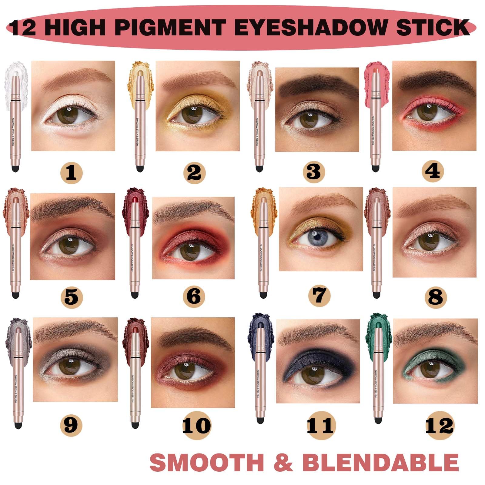 White Cream Eyeshadow Stick, Single Shimmer Eyeshadow Pencil, Waterproof Long Lasting Eye Shadow Stick Makeup, Hypoallergenic High Pigmented Eye Highlighter Pen Create Multi-Dimensional Eyes Look 01#
