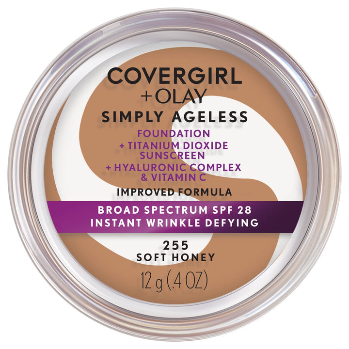 COVERGIRL & OLAY Simply Ageless Instant Wrinkle Defying Foundation, Soft Honey, 0.4 oz (Packaging)