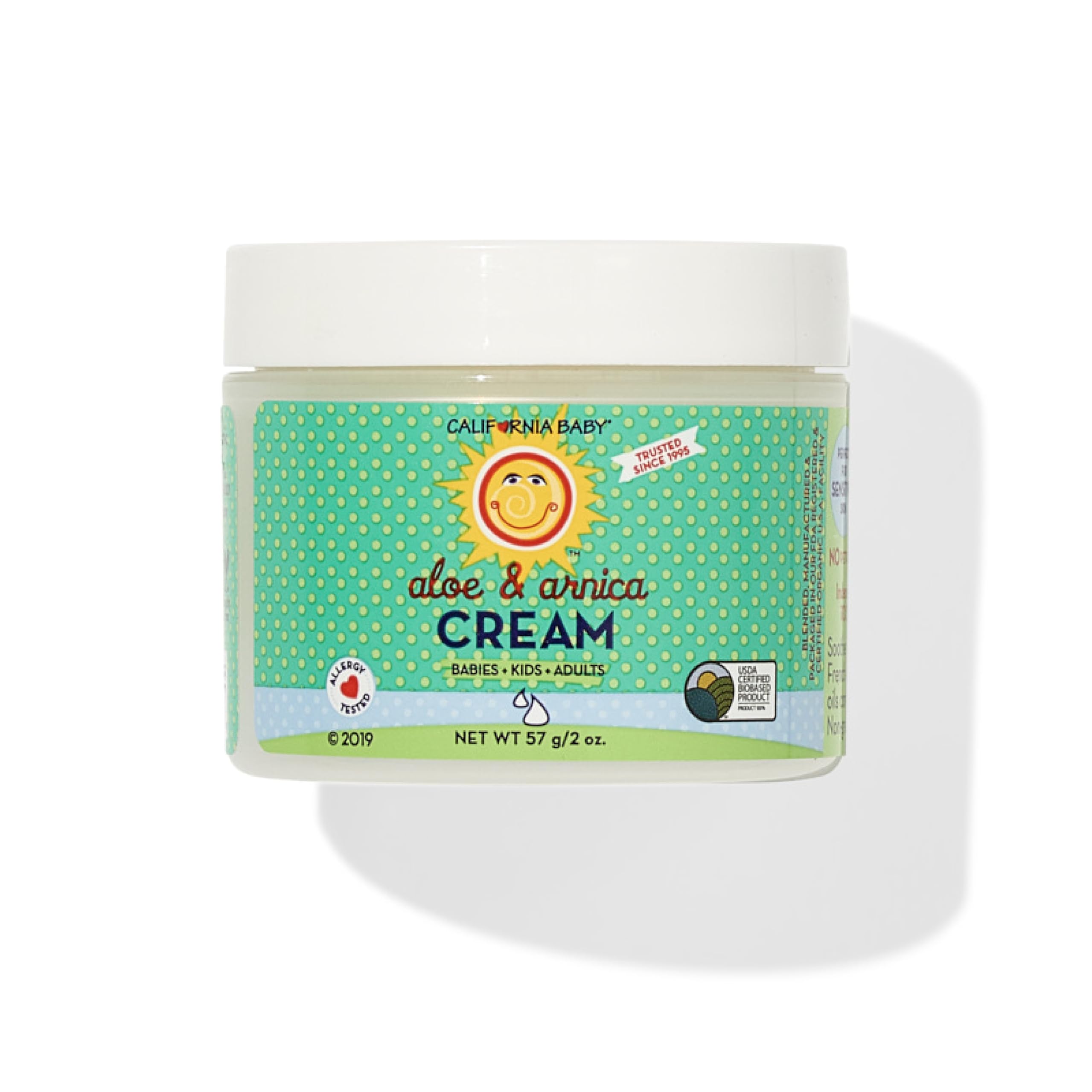 California Baby Aloe & Arnica Cream | Soothing Sunburn Relief Cream | Moisturizes Dry, Irritated Skin | 100% Plant-Based After Sun Lotion | Organic Calendula + Aloe Vera Cream | 57 g / 2 oz.