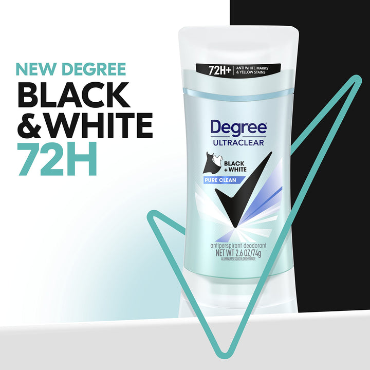 Degree UltraClear Antiperspirant, Black + White Pure Clean, 2.6 Ounce (Pack of 4)