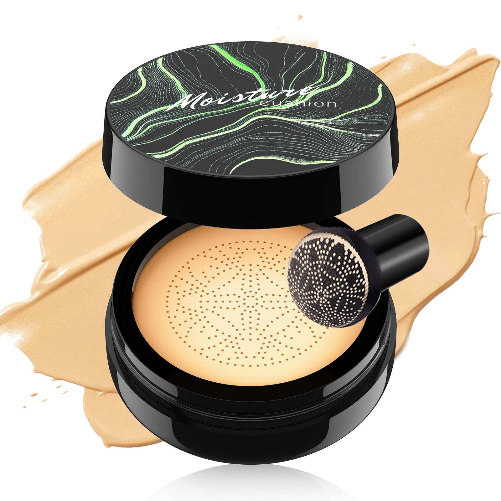 Mushroom Head Air Cushion CC Cream Foundation Moisture Cushion BB Cream for Women & Girls All Skin, Waterproof Full Coverage Self Adjusting Concealer (Buff Beige)