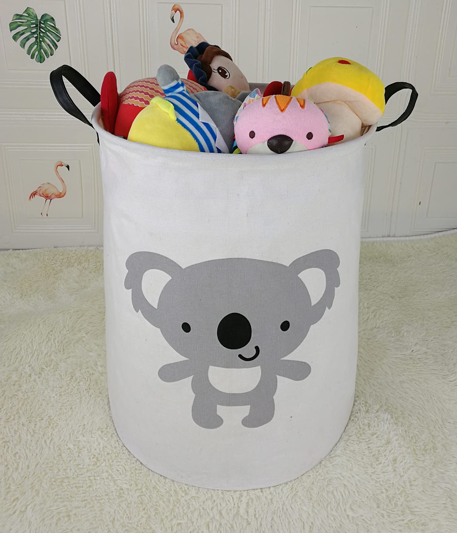KUNRO Large Storage Basket Toy Box Bin Laundry Bag Foldable Hamper Clothes Kids Gift Organizer Chest Waterproof Coating Organizer Dorm Nursery Home (Koala)
