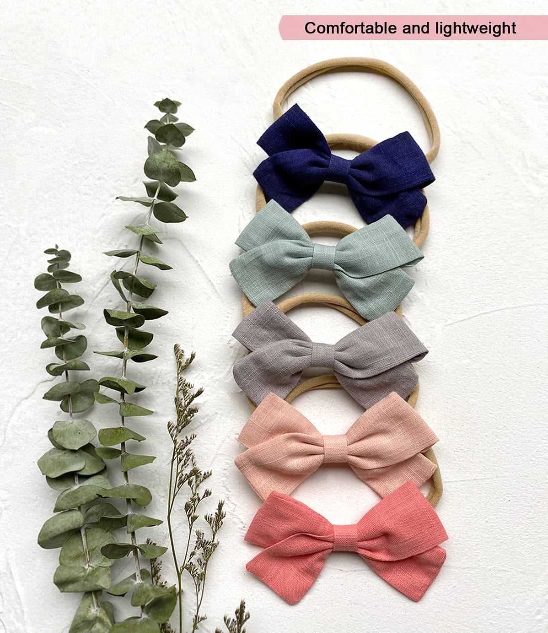 Cherssy Baby Girl Headbands and Hair Bows, 10pcs Stretchy Nylon Hairbands for Newborn, Infant, Toddlers