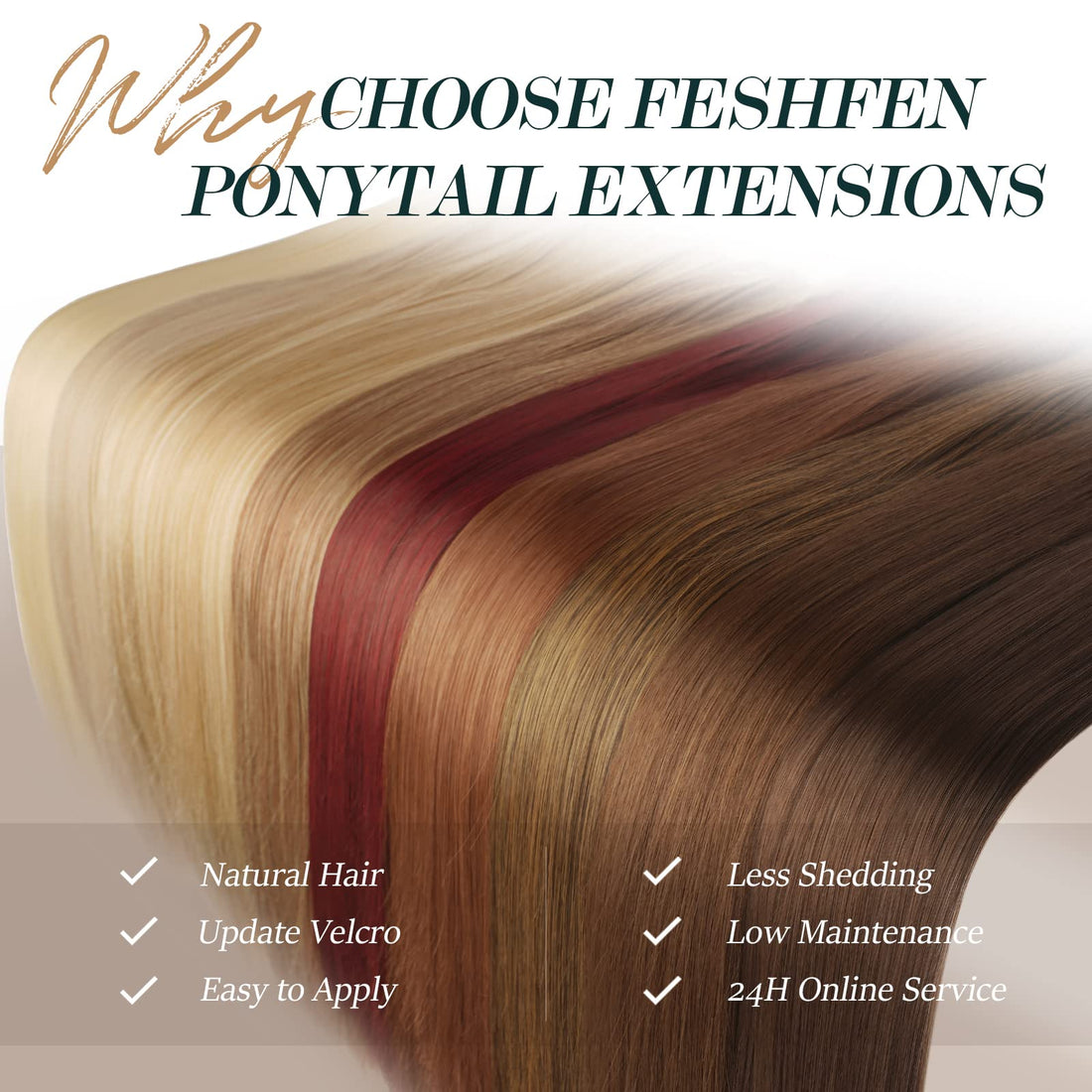 FESHFEN Straight Ponytail Extensions 28 Inch Long Wrap Around Synthetic Hair Piece Clip in Ponytail Hair Extensions Hairpiece for Women Girls 150g