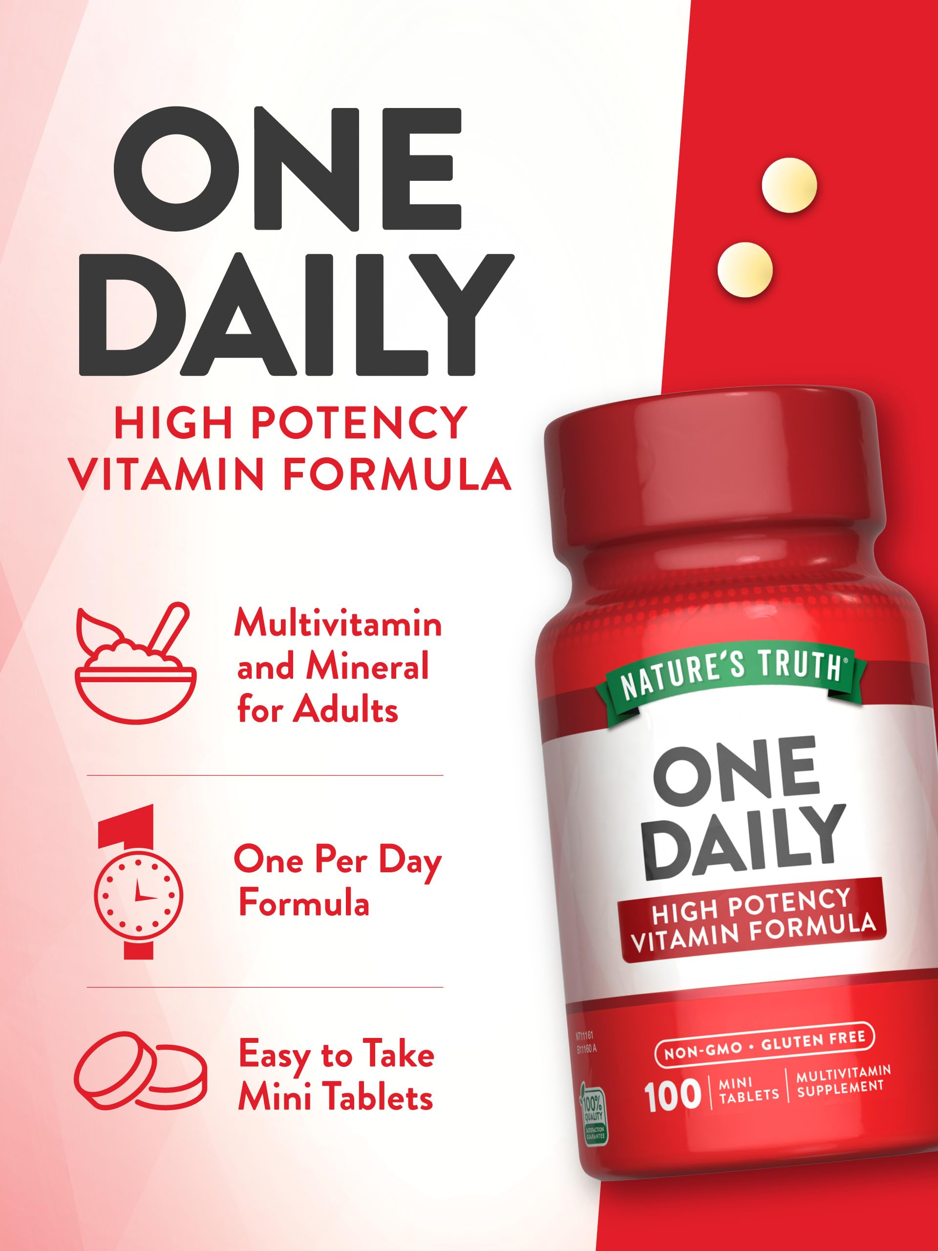 Nature's Truth One Daily Multivitamin | 100 Mini Tablets | for Men and Women | Non-GMO & Gluten Free Supplement