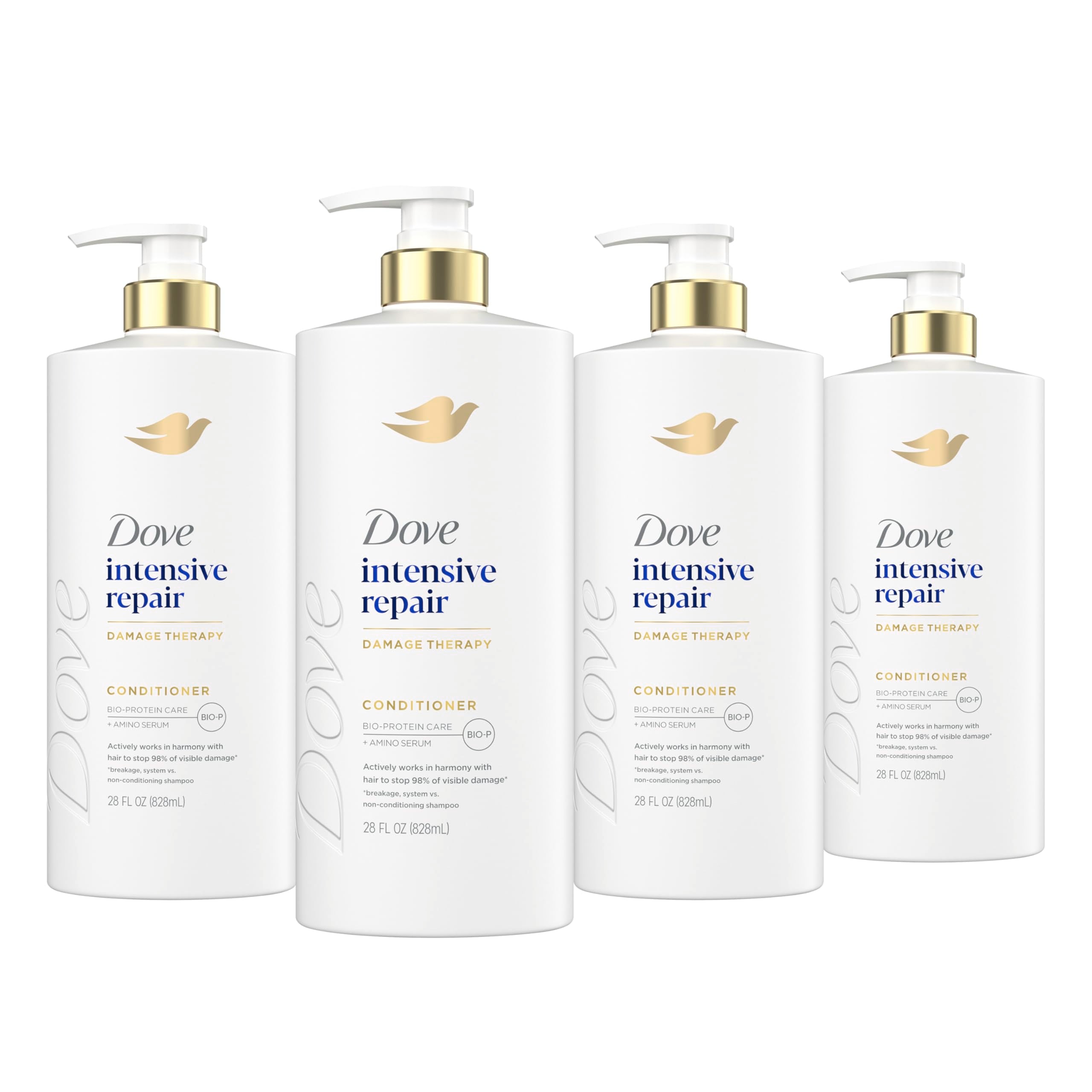Dove Conditioner 4 Pack Intensive Repair for Damaged Hair with Bio-Protein Care Technology and Amino Serum 28 Fl Oz
