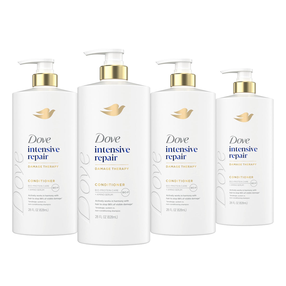 Dove Conditioner 4 Pack Intensive Repair for Damaged Hair with Bio-Protein Care Technology and Amino Serum 28 Fl Oz