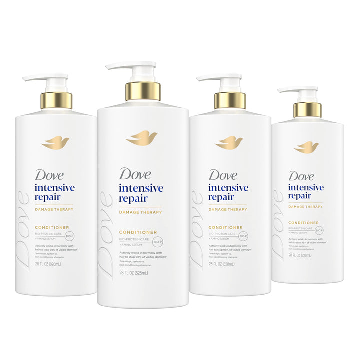 Dove Conditioner 4 Pack Intensive Repair for Damaged Hair with Bio-Protein Care Technology and Amino Serum 28 Fl Oz