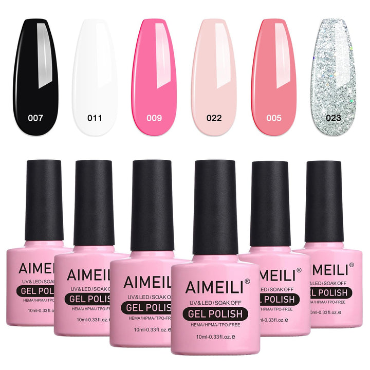 AIMEILI Soak Off UV LED Gel Nail Polish Multicolor / Mix Color / Combo Color Set Of 6pcs X 10ml - Kit Set 1