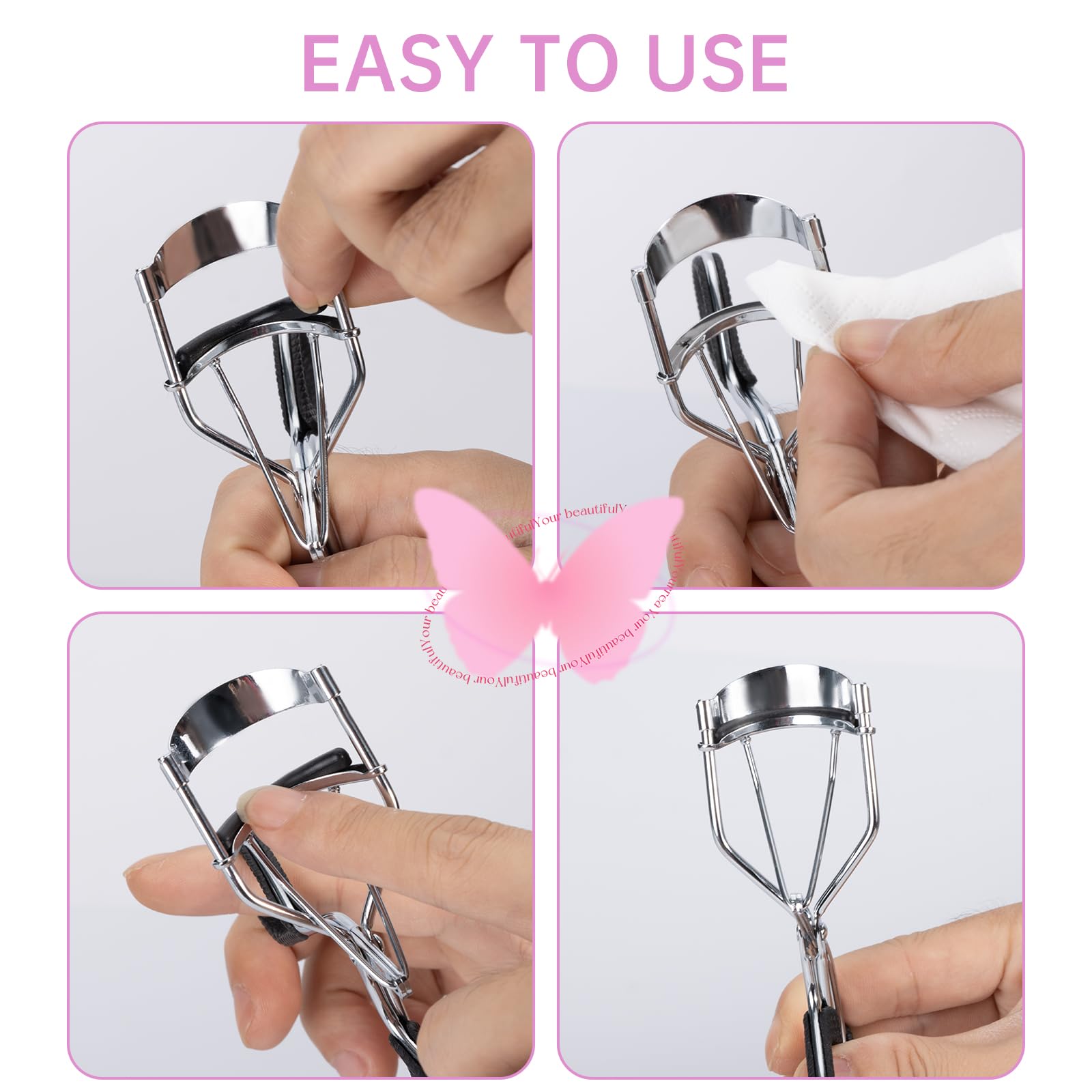 Eyelash Curler Refills Compatible with e.l.f.,Eyelash Curler Pads 24PCS,Silicone Lash Curler Refill Pads Compatible with e.l.f.,Black