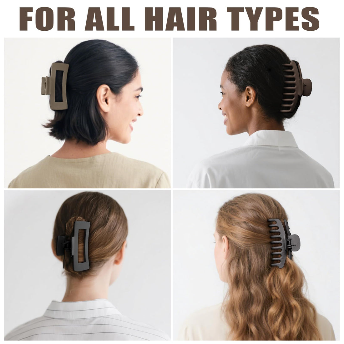 TOCESS 8 Pack Neutral Big Hair Claw Clips for Women Large Claw Clip for Thin Thick Curly Hair 90's Strong Hold 4.33 Inch Nonslip Matte Jumbo Hair Clips