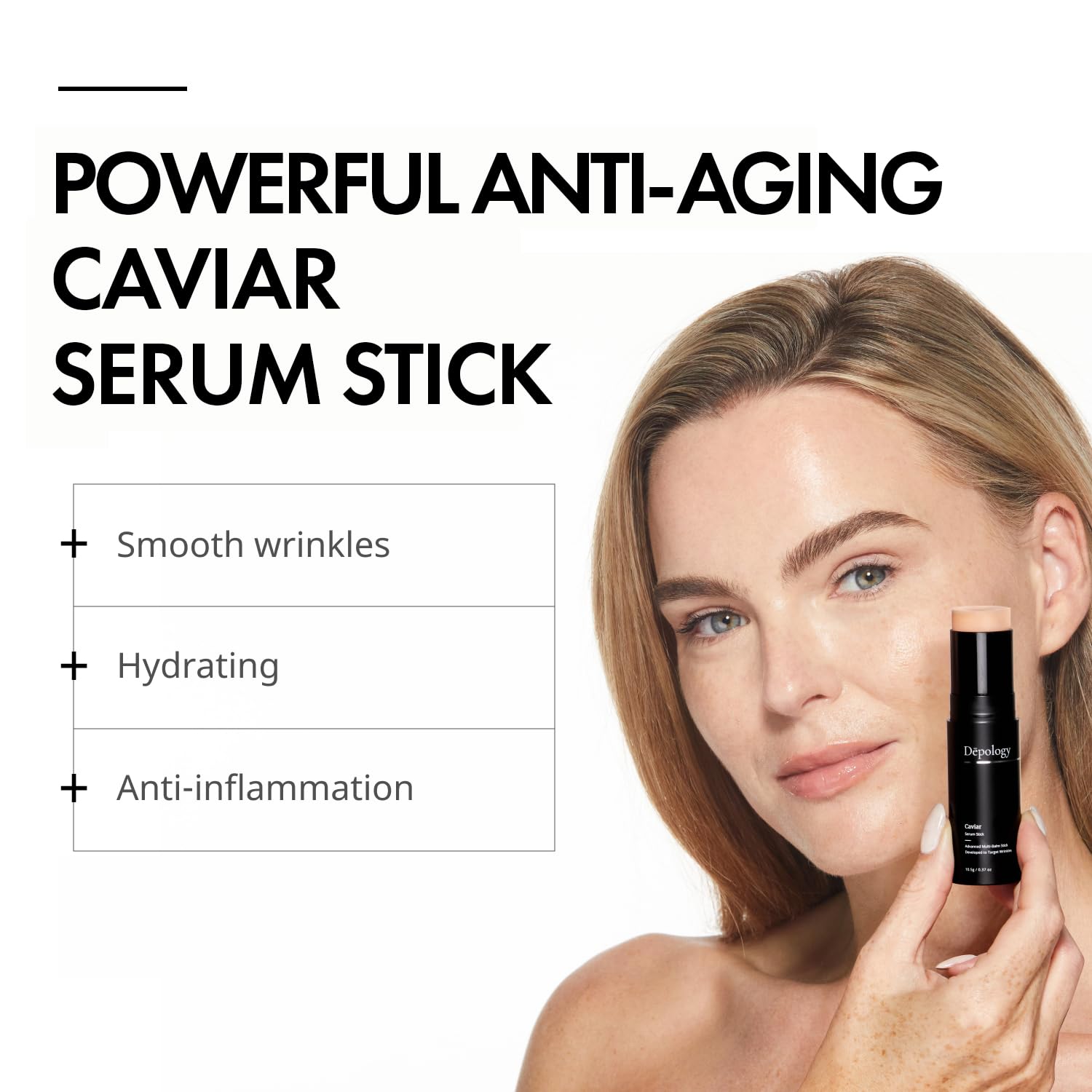 depology Caviar Serum Stick, Multi Balm Stick Hydrating for Refined Wrinkle Appearance, Luxurious Facial Balm to Hydrate and Diminish Signs of Aging, Korean Skin Care