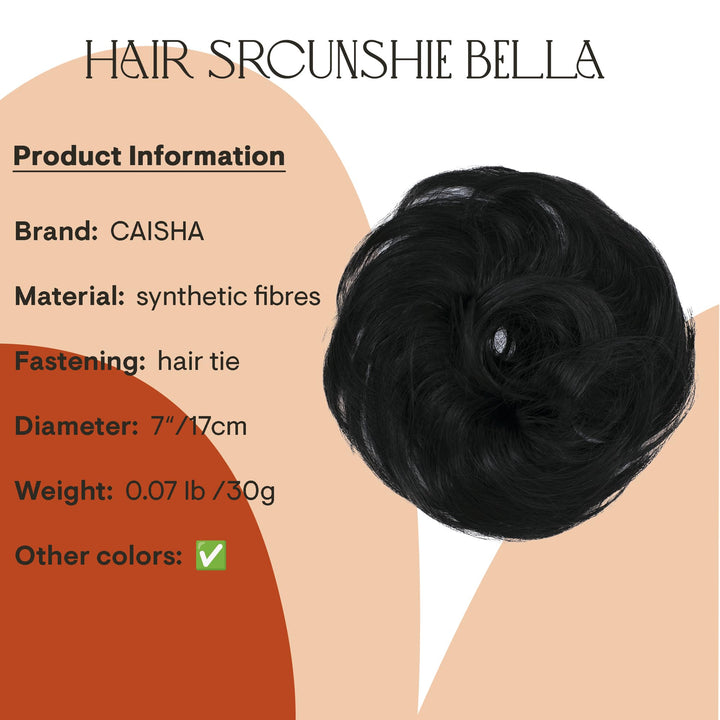 jet black 1B : PRETTYSHOP Scrunchie Bun Up Do Hair piece Hair Ribbon Ponytail Extensions Wavy Curly or Messy Various Colors(jet black 1B)