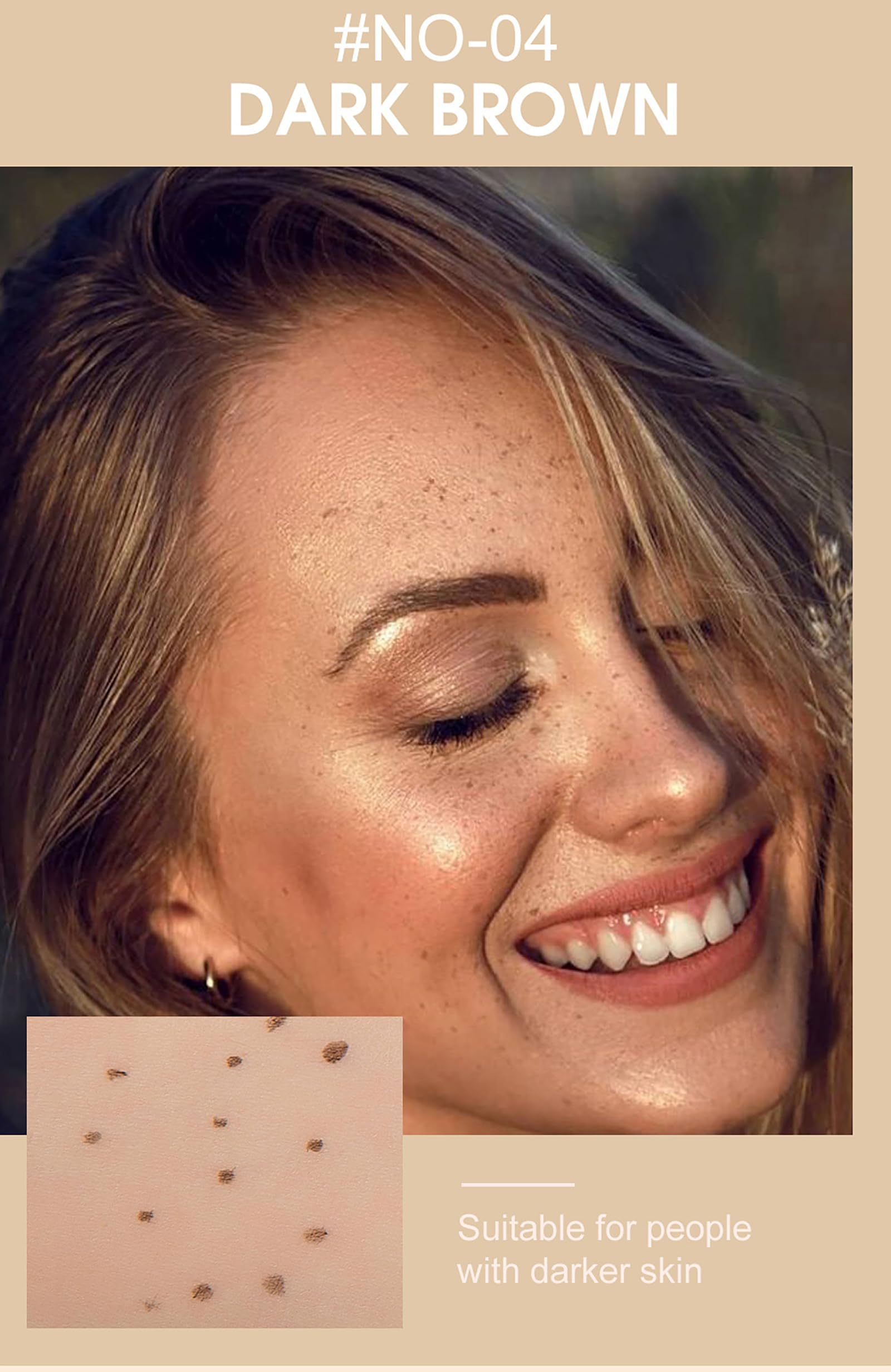 Freckle Pen Professional Lifelike Face Concealer Point Out Natural Waterproof Longlasting Soft Artificial Freckles Fine Makeup Freckle Pen Life Face Decoration (#04 Dark Brown)