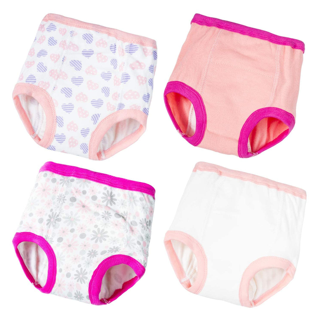 Joyo roy 4Pcs Potty Training Underwear for Girls 100% Cotton Soft Super Absorption Padded Thickness Kid Confident Toilet Training Pants Waterproof 5t Girls Underwear Pee Pants with Potty Sticker Chart