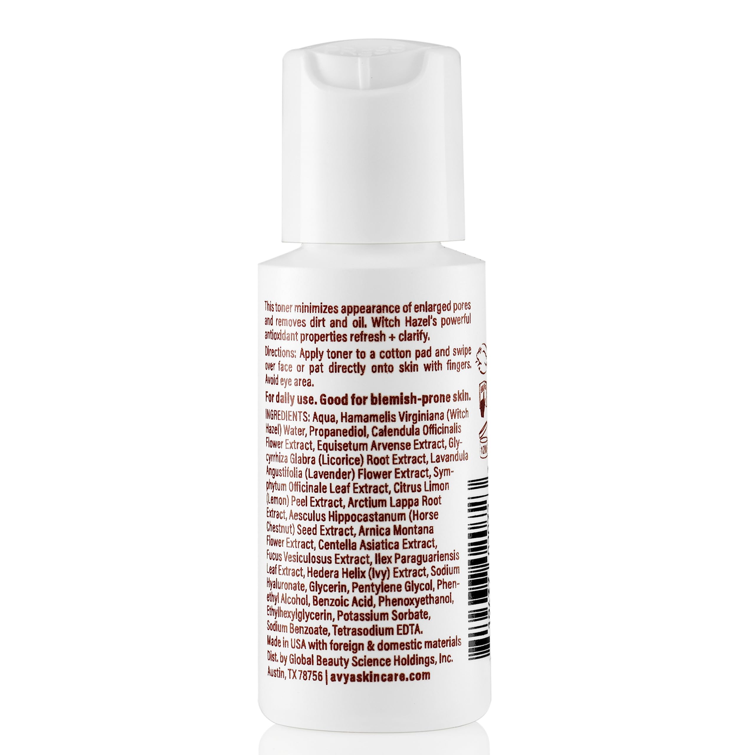 AVYA Pore Minimizing Toner (Travel Size - 1 fl oz) - Infused with Hyaluronic Acid, Witch Hazel for Toning and Cleansing, Licorice Root for Soothing and Redness Reduction