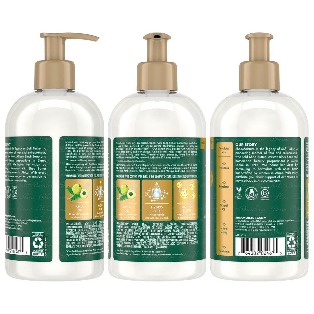 SheaMoisture Bond Repair Shampoo & Conditioner Set – Frizz Control, Strengthening Hair Breakage Repair Treatment with Amla Oil, 13 Oz Ea