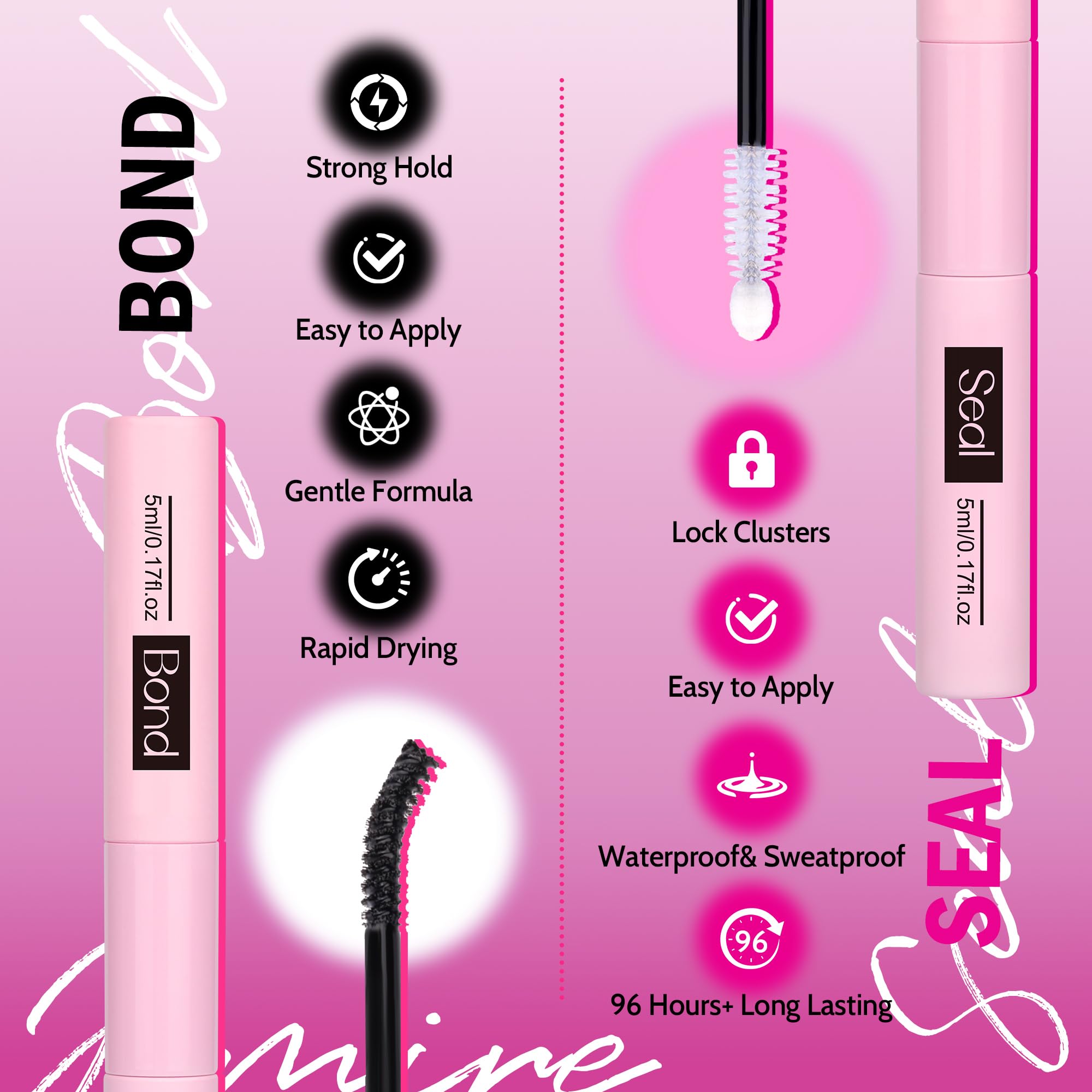 JIMIRE Lash Clusters Kit Manga Cluster Lashes Natural Look Wispy DIY Lash Extension Kit with Lash Bond and Seal Waterproof 110Pcs 8-16MM Wispy D Curl Individual Lashes Wet-Look Eyelash Extension