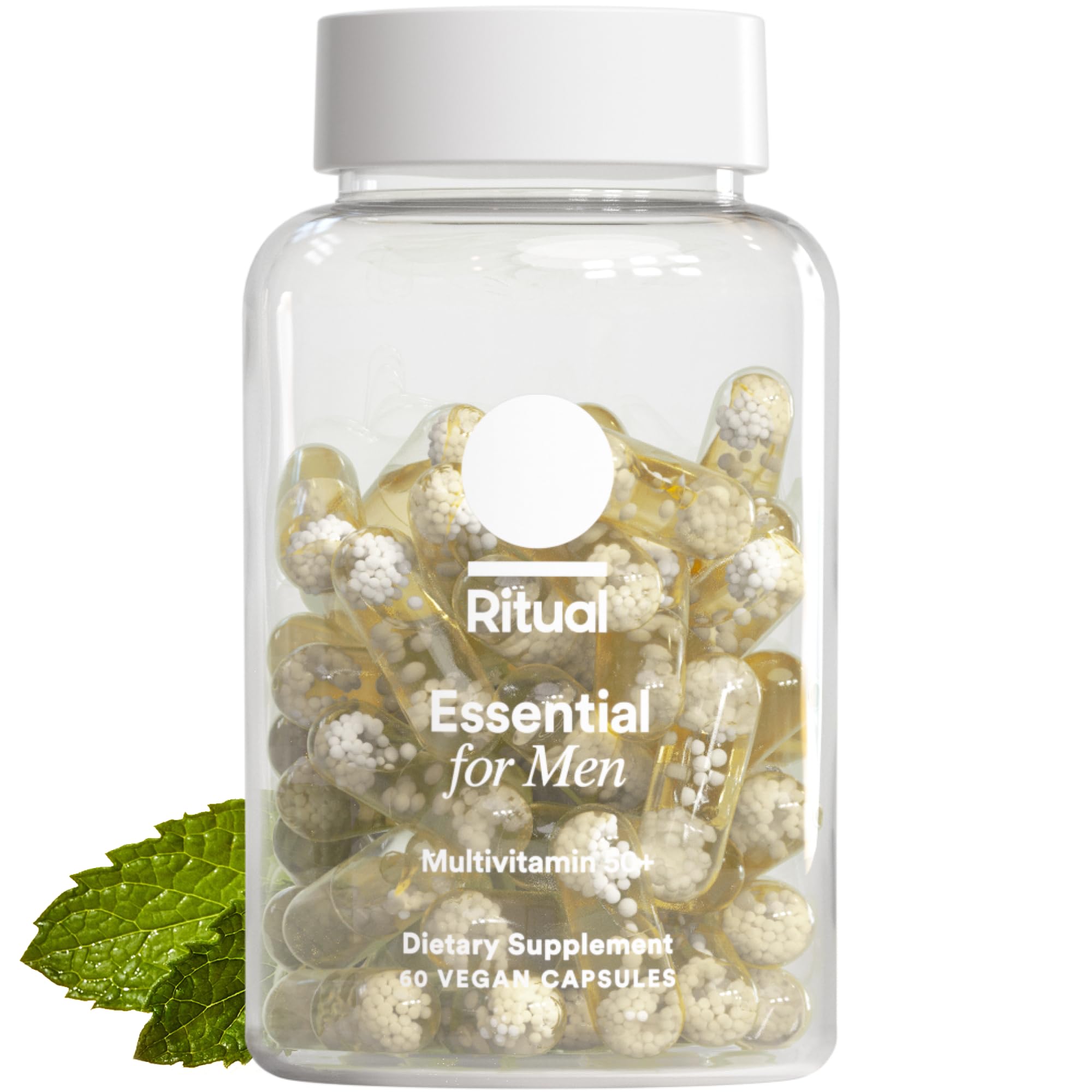 Ritual Multivitamin for Men 50 and Over with Zinc, Vitamin A and D3 for Immune Function Support*, Omega-3 DHA, B12, K2, Gluten Free, Non-GMO, Mint Essenced, 30 Day Supply, 60 Vegan Capsules