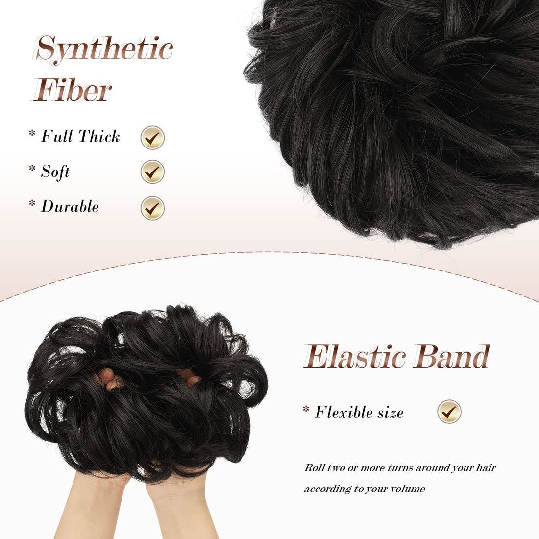 FESHFEN Hair Bun Extensions Messy Curly Hair Scrunchies Plus Size Hairpieces Synthetic Donut Updo Hair Pieces for Women Girls, 1.94oz