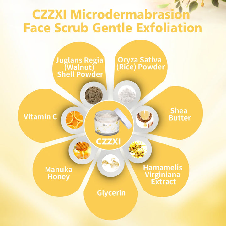CZZXI Face Scrub & Facial Exfoliator with Manuka Honey Vitamin C & Niacinamide Face Mask - Gentle Exfoliator for Reduces Dry Skin, Acne, Blackheads, Pore Size 4.23oz