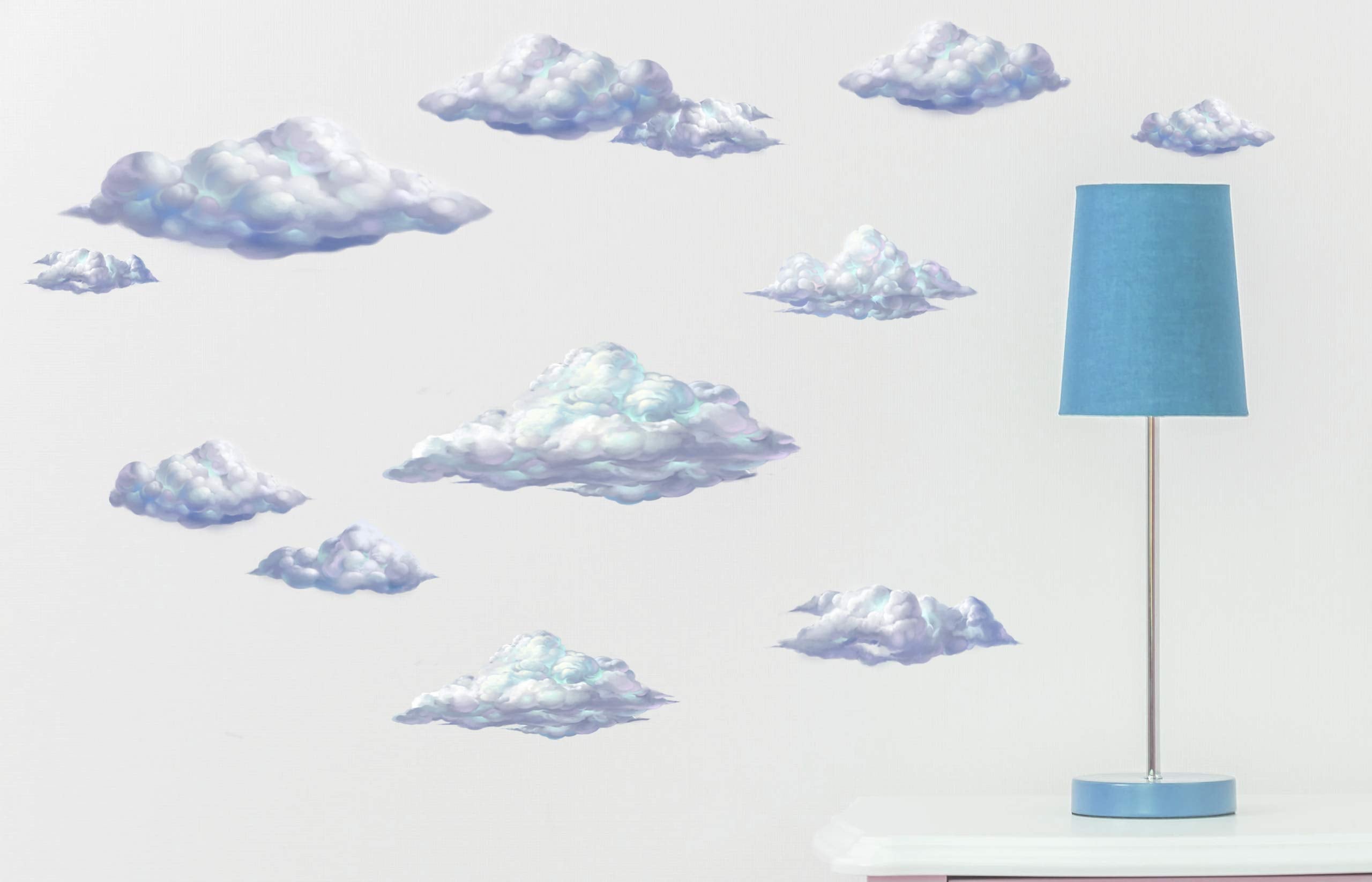 Create-A-Mural Sky Cloud Wall Decals Beautiful Cloud Wall Stickers Girls Wall Art Stickers for Bedroom Peel and Stick Kids Room Decor Nursery Toddler Teen Decorations Playroom Birthday Gift