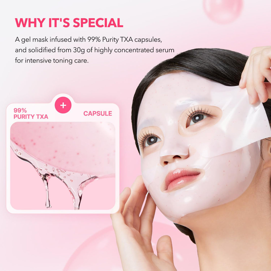 APRILSKIN TXA Pink Capsule Gel Mask | Overnight Face Mask for Glass Glow Skin I 99% High-Purity Tranexamic Acid 3 for uneven skin tone I Elasticity, Hydrating and Firming I Korean Skincare I 30g x 4ea
