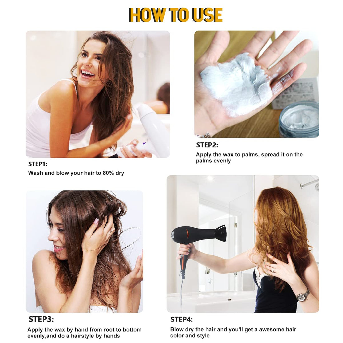 Temporary Hair Color Wax Gold Hairstyle Cream 4.23 oz Hair Pomades Natural Hairstyle for Kids Men Women Party Cosplay Date