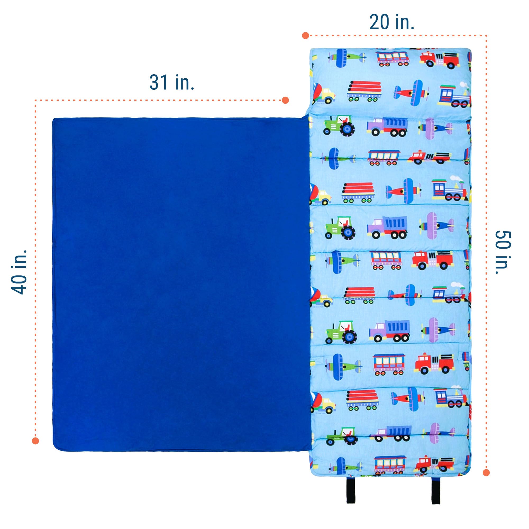 Wildkin Kids Original Nap Mat – Cozy Kids Sleep Mat with Pillow, Ideal for School & Travel - Trains, Planes, and Trucks