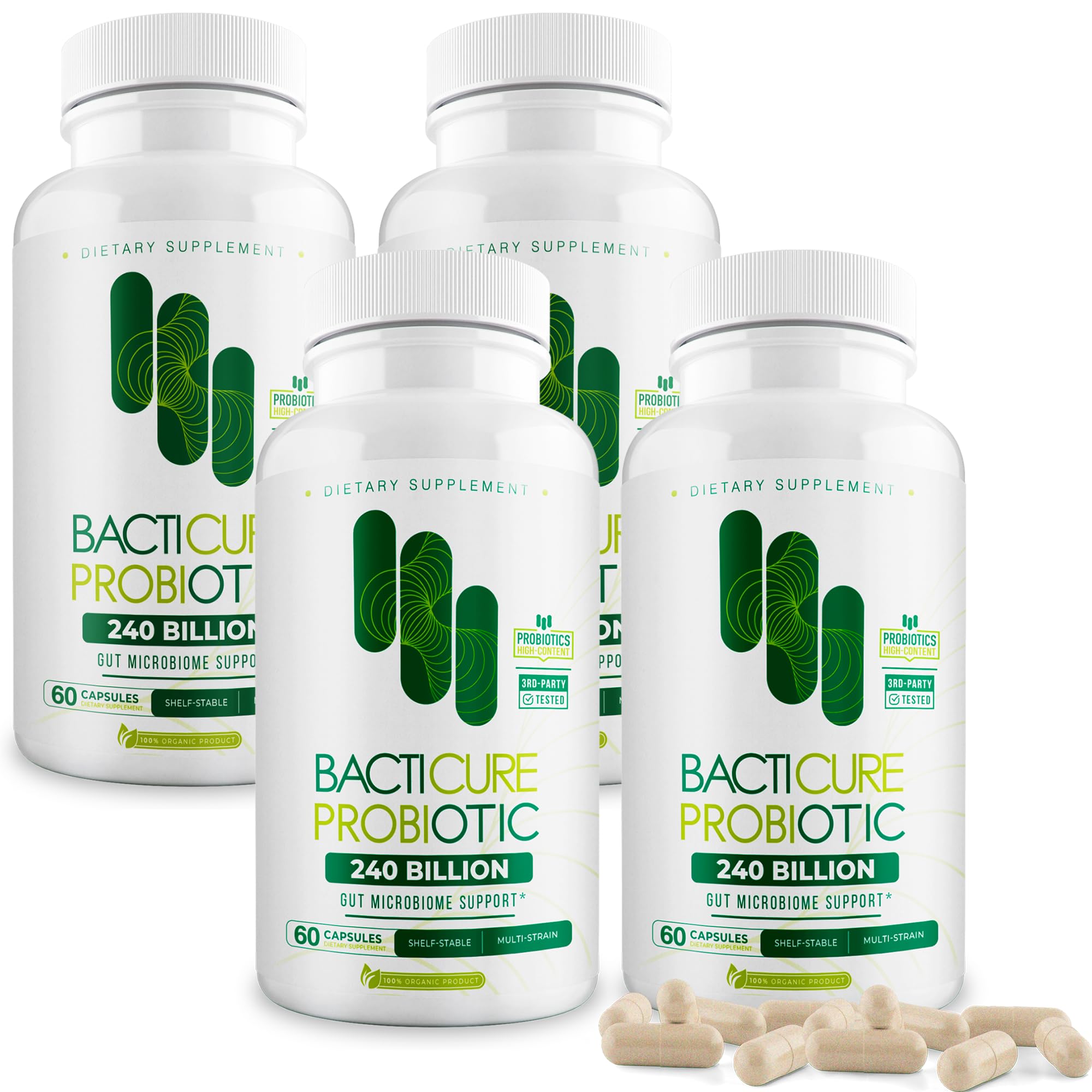 Bacticure (240 Caps) High CFU Formula with Probiotics for Women & Men, Supports Digestive & Vaginal Health, Promotes Healthy Digestion, Colon Cleanse, Prebiotics, Digestive Enzymes & Immune Support