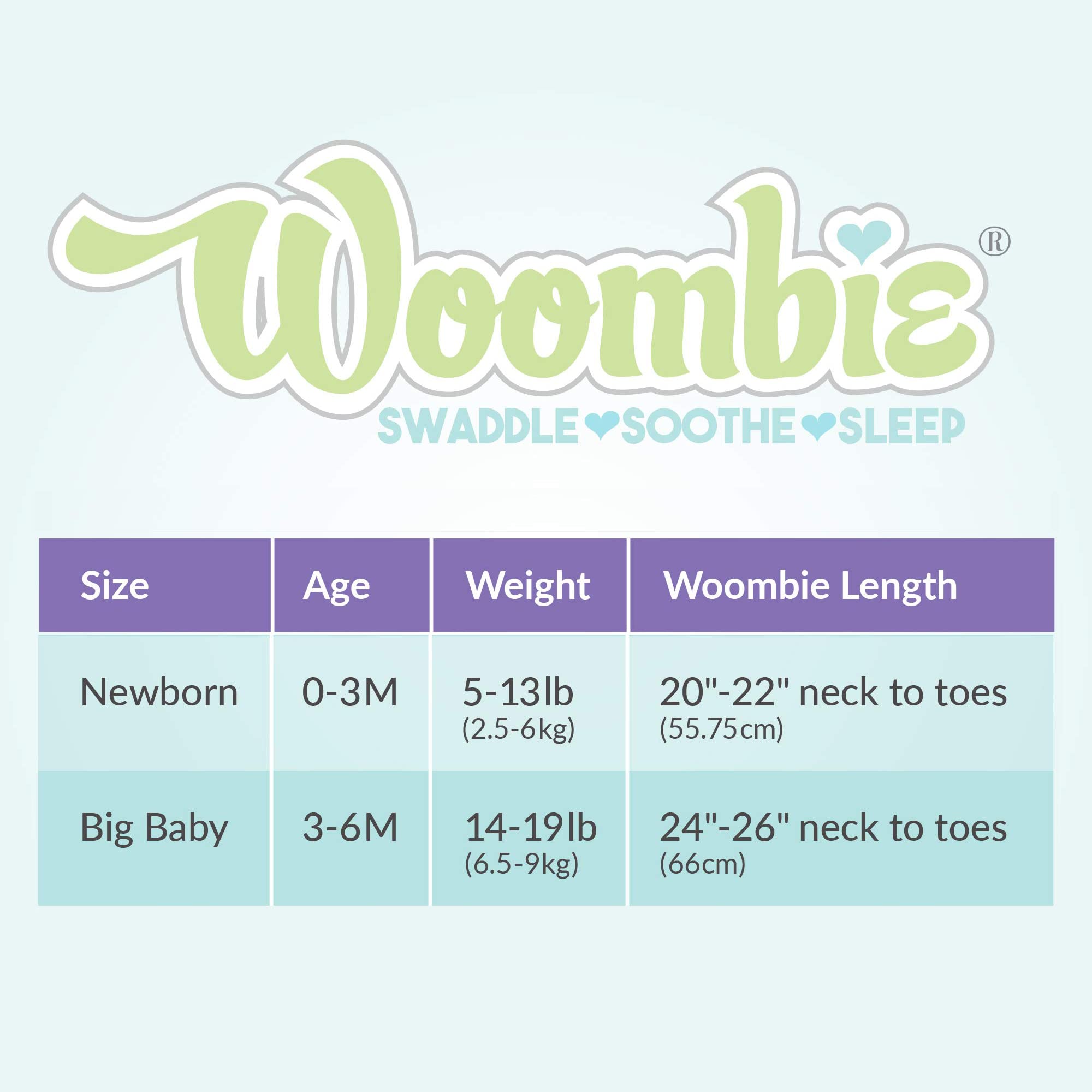 Woombie Original Baby Swaddling Blanket - Soothing, Cotton Baby Swaddle with Zipper - Wearable Sleep Blanket, Freebird, 14-19 lbs