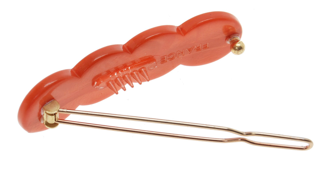 Nacro Coral : France Luxe Scalloped Tige Boule Barrette - Nacro Coral