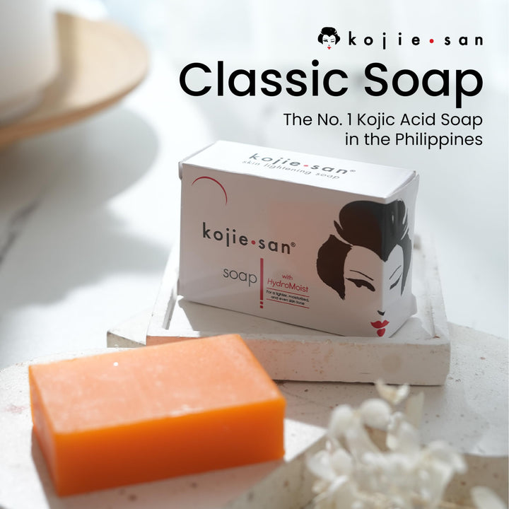 Kojie San Original Kojic Acid Soap for Face and Body – Dark Spot Remover, Gentle Cleansing Bar with Coconut Oil, Tea Tree Oil, and Glycerin – Helps Improve Skin Appearance – 65g x 1 Bar