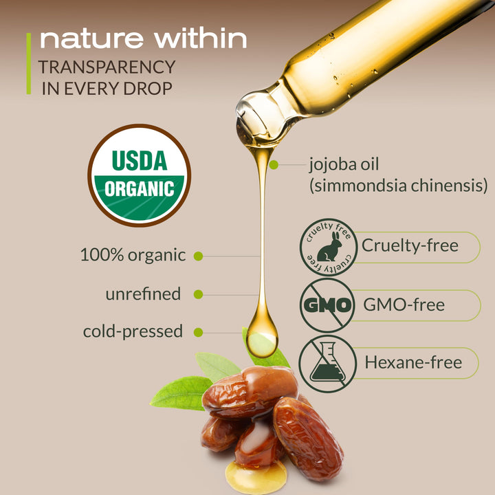 Ella & Eden Organic Jojoba Oil for Hair, Skin, Face & Nails | Cold-Pressed & Unrefined, USDA Certified, 100% Pure, Hexane-Free Moisturizer in a Glass Bottle, 4 Oz