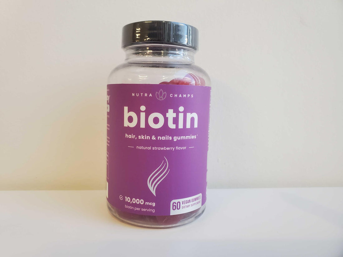 NutraChamps Biotin Gummies 10000mcg [High Potency] for Healthy Hair, Skin & Nails Vitamins for Women, Men & Kids - 5000mcg in Each Hair Vitamins Gummy - Vegan, Non-GMO, Hair Health Supplement