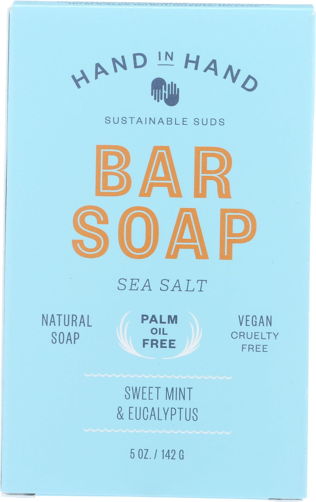Hand In Hand Soap, Soap Bar Sea Salt Sweet Mint Eucalyptus, 5 Ounce