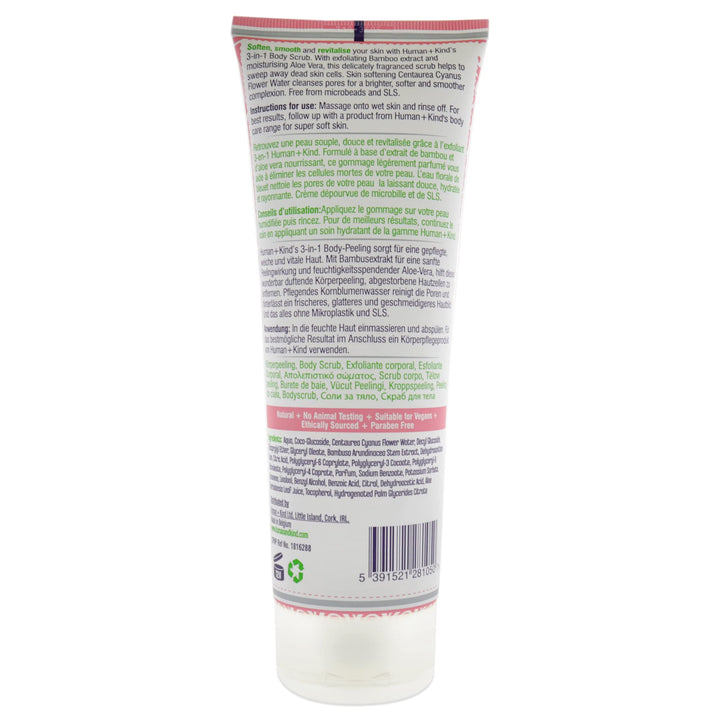 Human+Kind Body Scrub - Exfoliating, Hydrating Body Polish that Scrubs Away Dead Skin Cells - Clarifying Treatment for Soft, Smooth Skin with Bamboo Extract Beads - Vegan and Cruelty Free - 6.76 oz