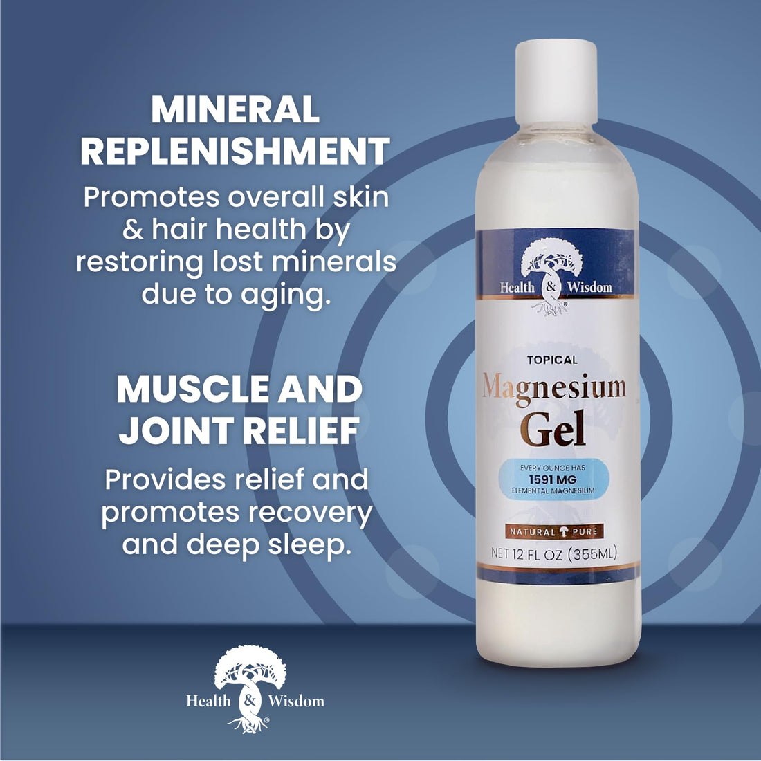 MAGNESIUM GEL with Seaweed Extract 12 OZ by Health and Wisdom