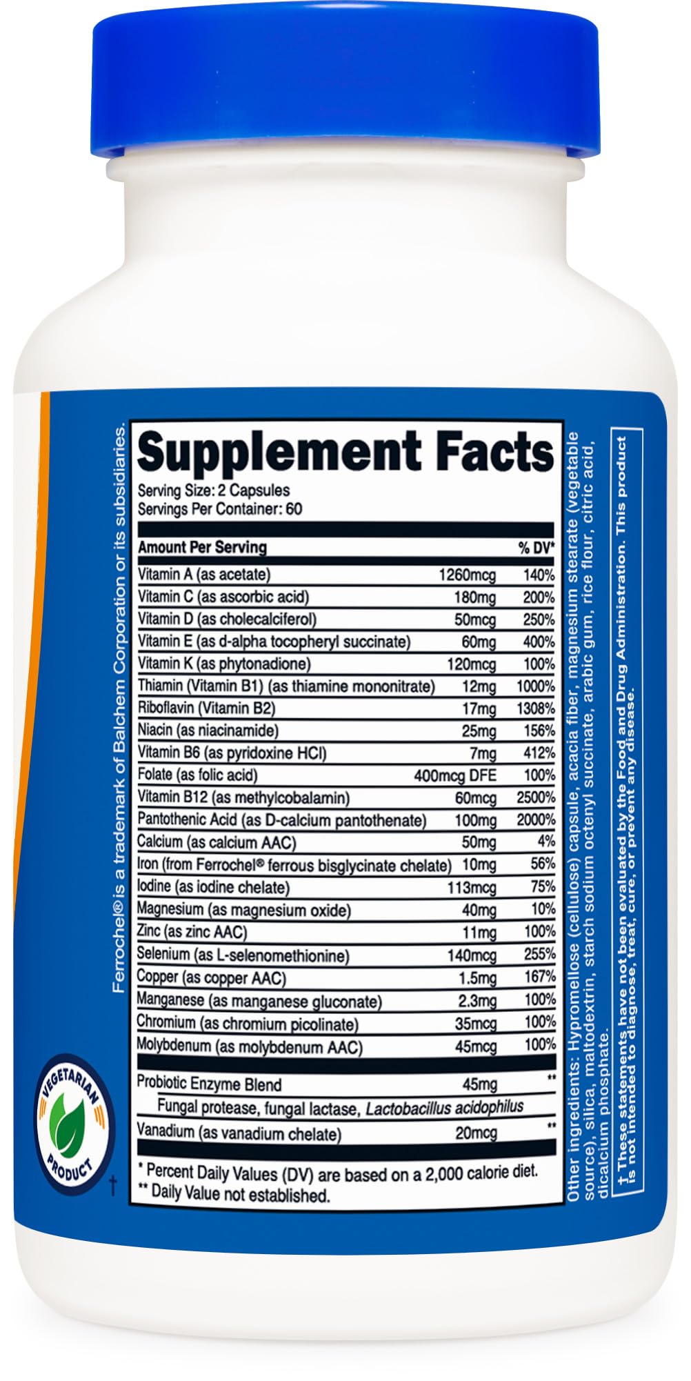 Nutricost Multivitamin with Probiotics 120 Vegetarian Capsules - Packed with Vitamins & Minerals