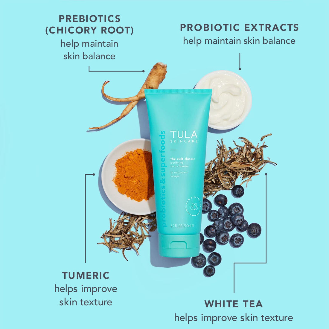 Tula Probiotic Skin Care Purifying Face Cleanser, Deep Pore Cleansing Wash, Removes Makeup, Nourishing And Hydrating, 6.7 Oz.